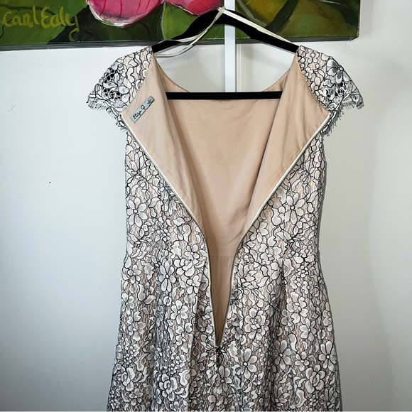 Eliza J Cream & Black Lace Cocktail Dress with Pockets Size 4 - Picture 8 of 15